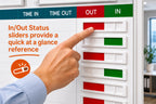 Contractor Management Board with In/Out Status Sliders, Site Map and Document Holders