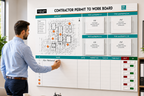 Contractor Management Board with In/Out Status Sliders, Site Map and Document Holders