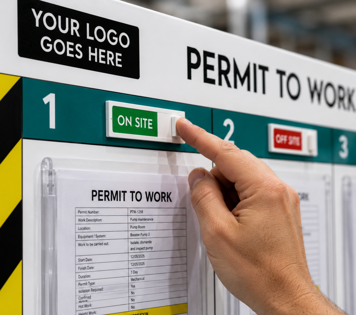 Permit to Work Station with Status Sliders & Document Holders